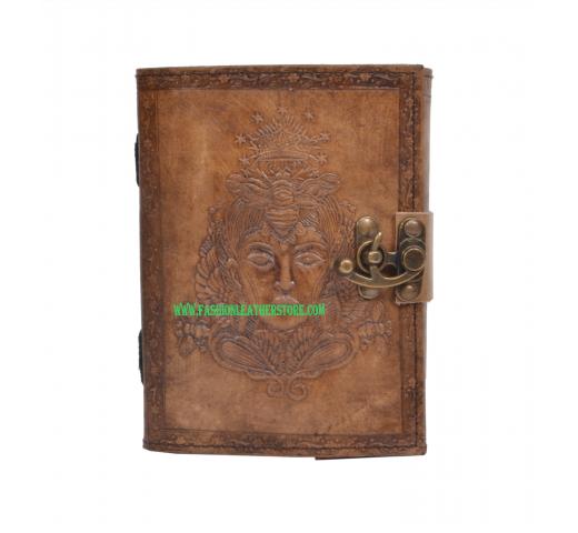 Handmade Blank Cotton Paper Leather Journal Queen Embossed Notebook